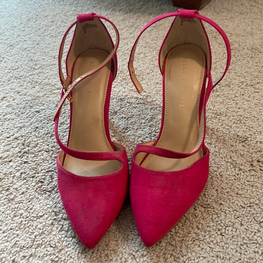 Kelly & Katie | hot pink with gold accent high heels | womens size 9